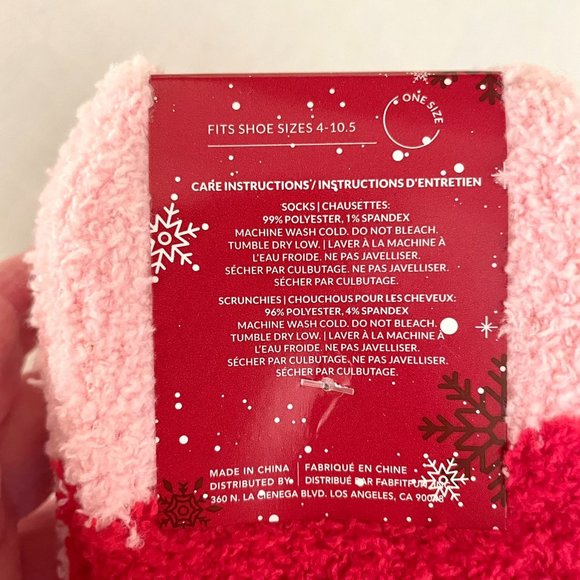 Summer & Rose Christmas Hair Scrunchies and Fuzzy Sock Combo New - Picture 8 of 9